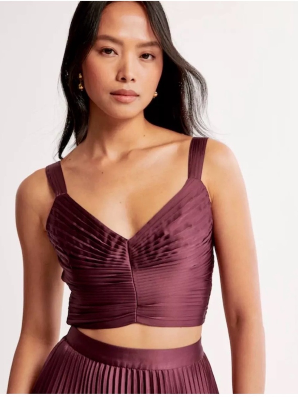 Abercrombie purple burgundy satin crop top NWT